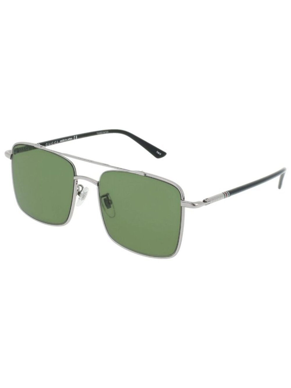 New Gucci Women's Sunglasses Square Rectangle Metal Frame Mens Ruthenium Black